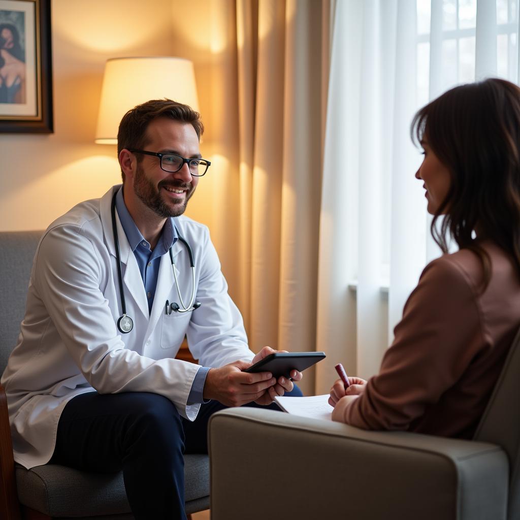 Lourdes Hospital OB-GYN doctor in consultation with a patient