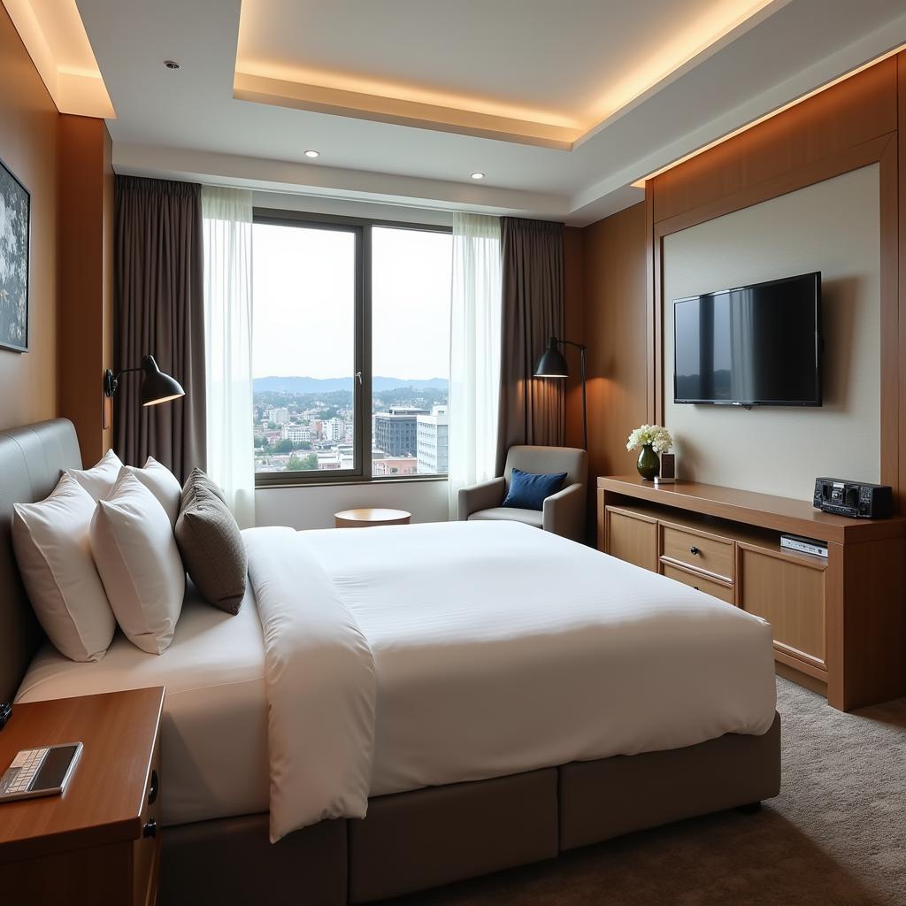 Luxury hotel room with high-end amenities provided by Lowen Hospitality Management.