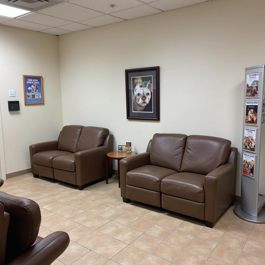 Comfortable and welcoming waiting area of a Madisonville animal hospital