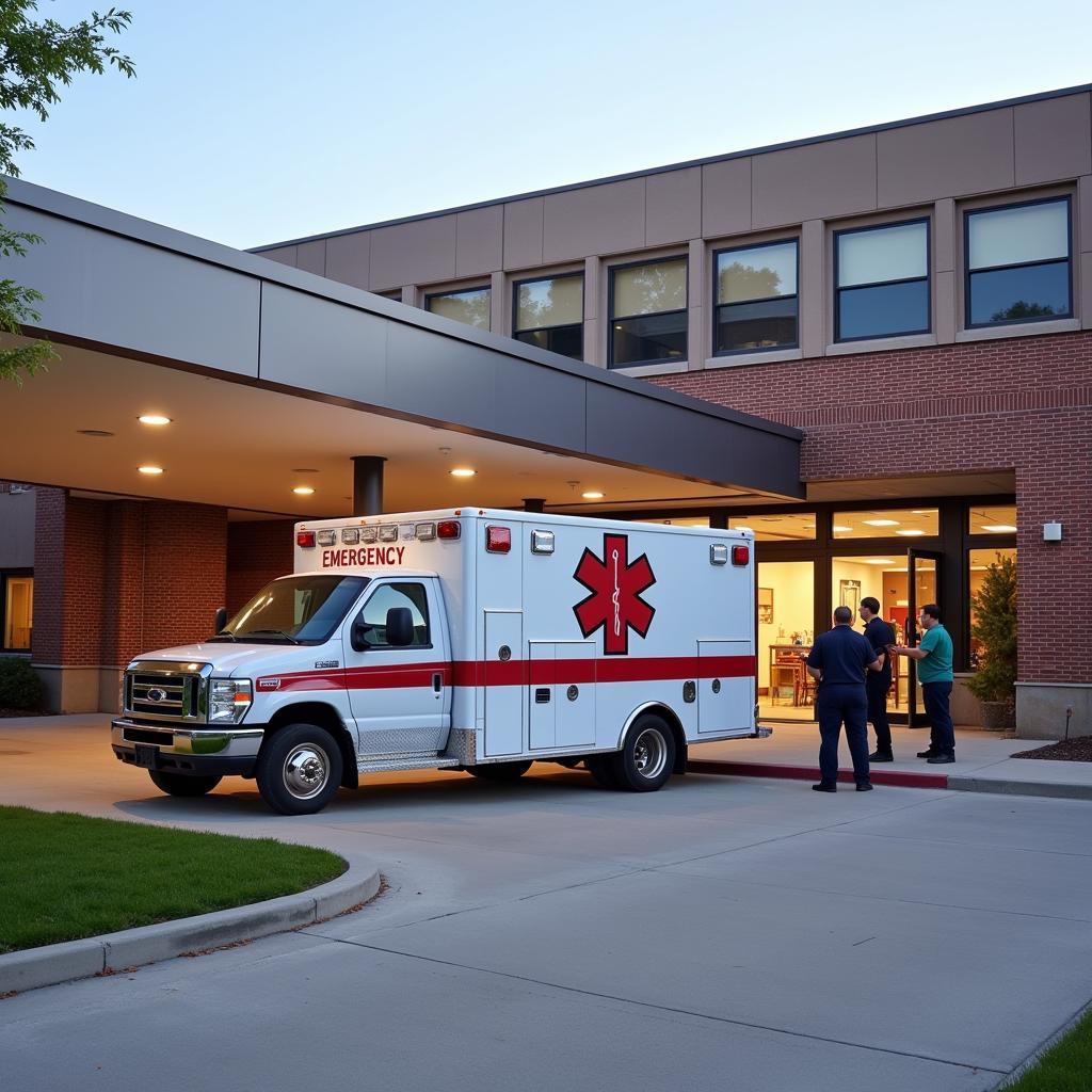 Ambulance Arriving at Hospital in Marshall Michigan