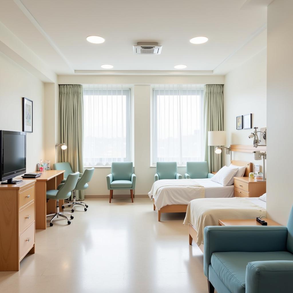 Comfortable and modern patient room at Memorial Bahcelievler Hospital