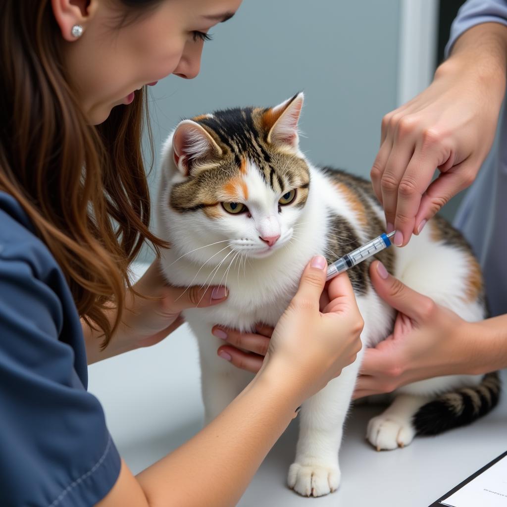 Veterinarian Administering a Vaccine to a Cat in Menifee