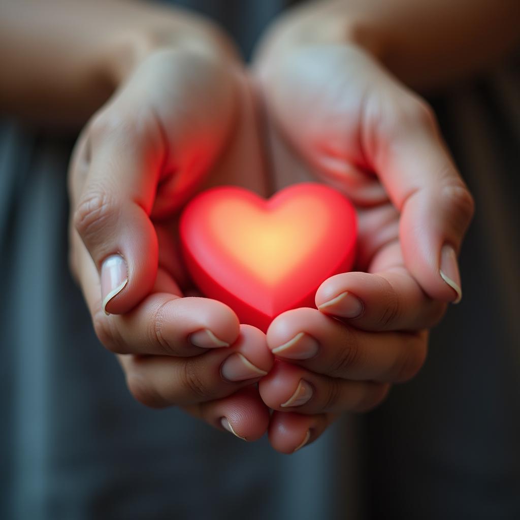 Mental Health Support and Resources: An image representing mental health support, depicting a calming hand holding a symbolic heart.