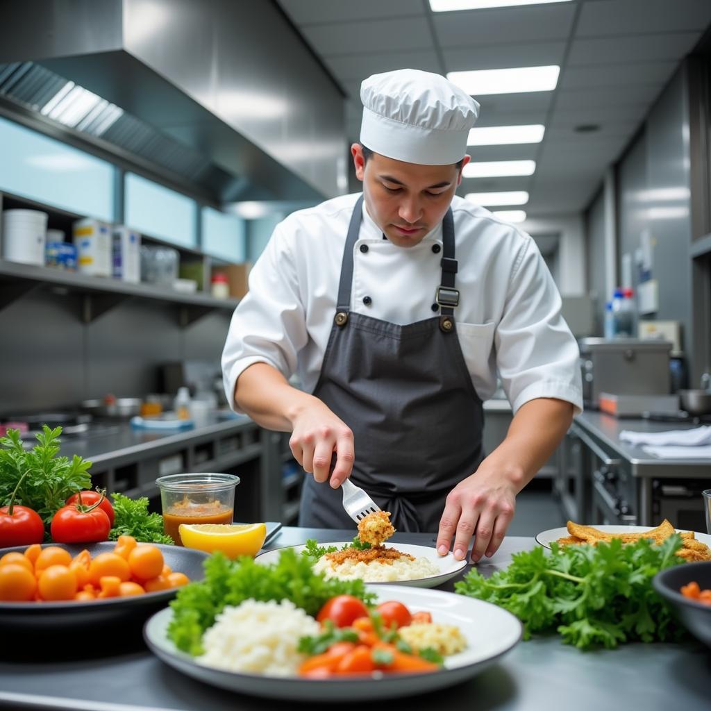 Chef preparing a meal in the Midland Memorial Hospital kitchen