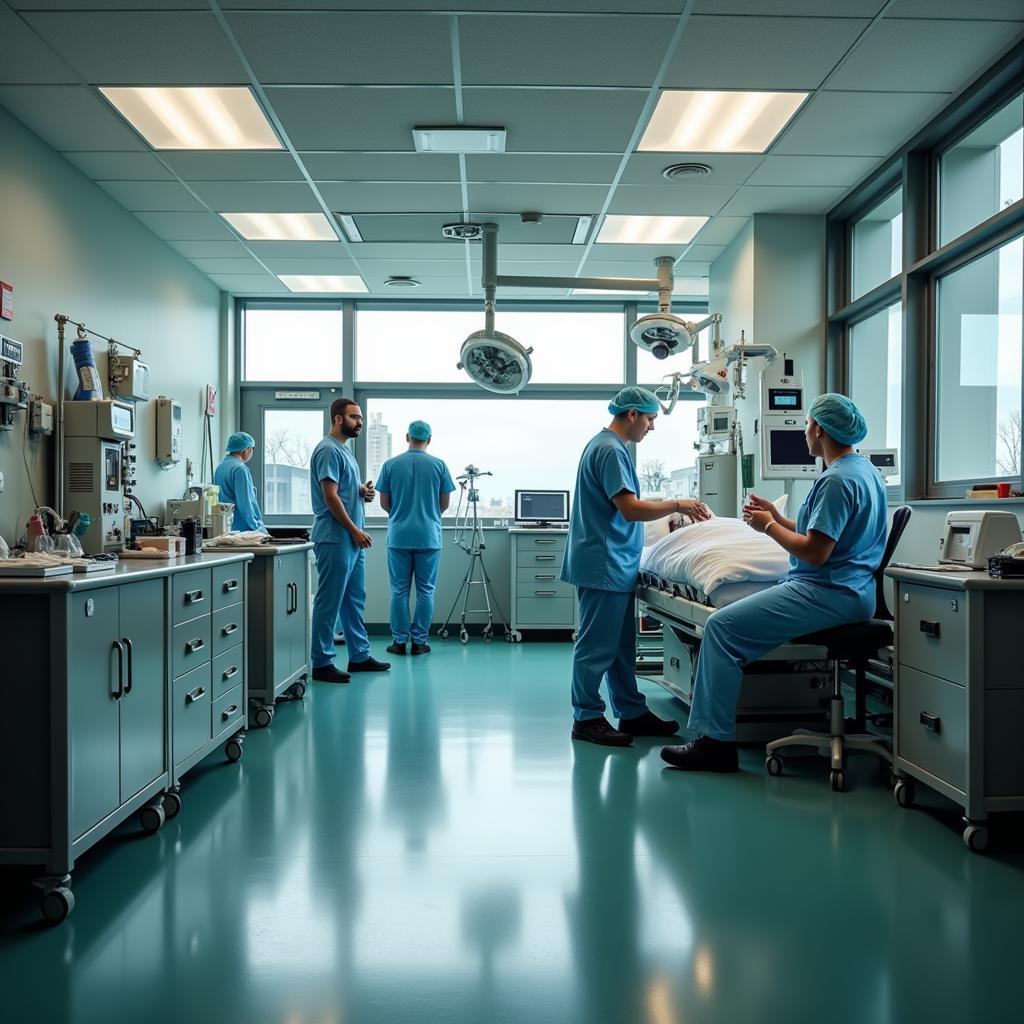 Medical Staff in a Military Hospital Setting