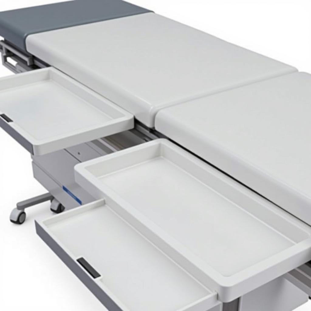 Modern hospital bed table with integrated storage