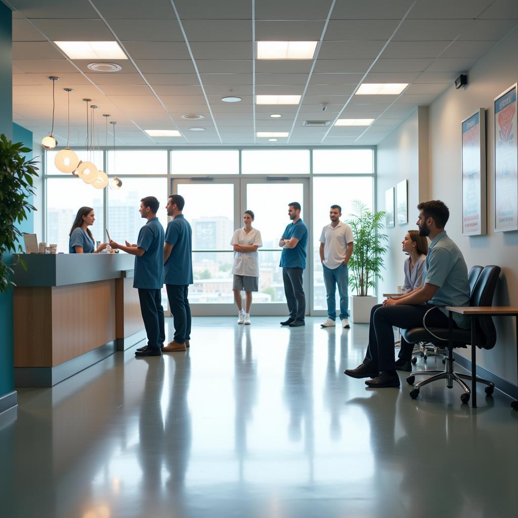 Modern Hospital Reception Area Welcoming Patients