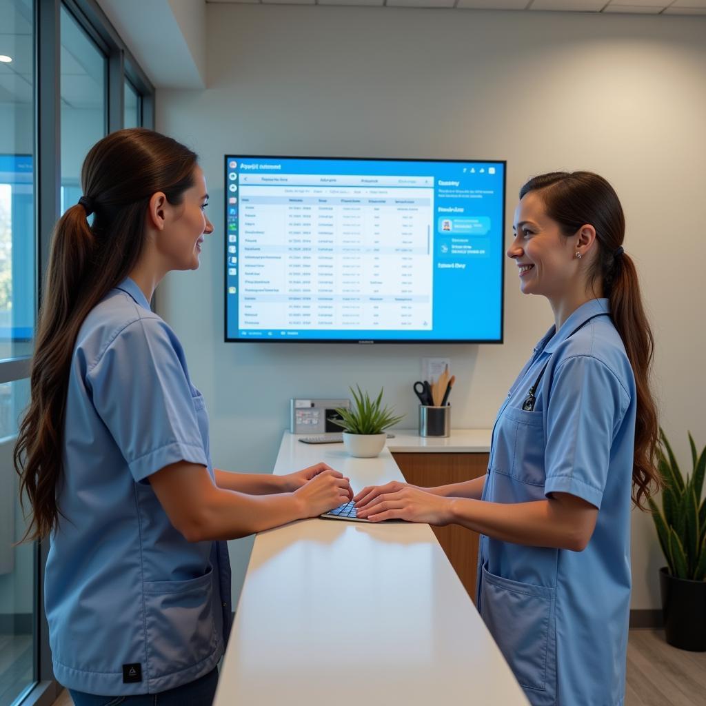 Modern Hospital Reception Area with Appointment System