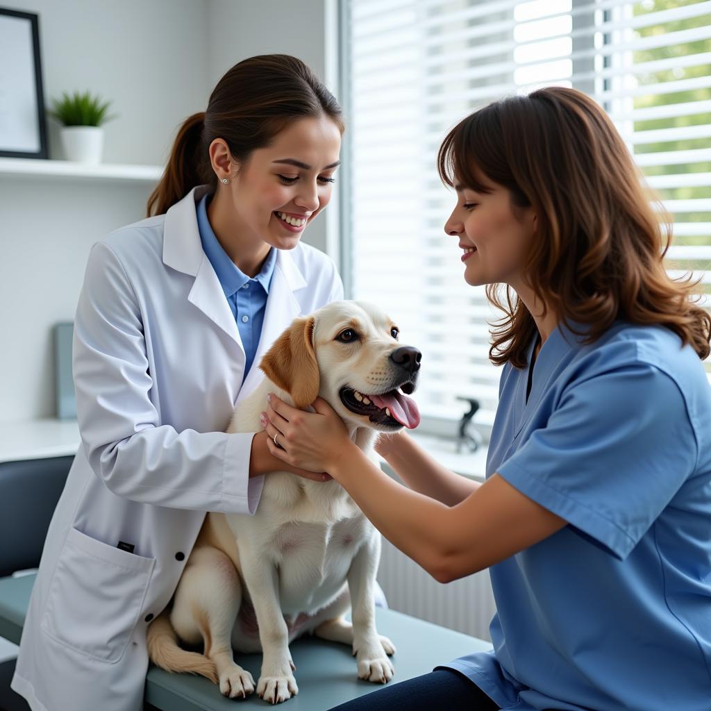 Veterinarian Examining a Dog in North Loop Animal Hospital