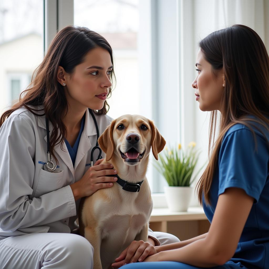 Pet owner consulting with a veterinarian in Omaha