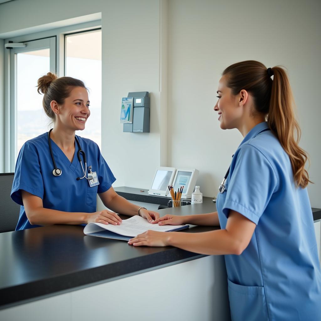 Patient Checking in at Hospital Reception