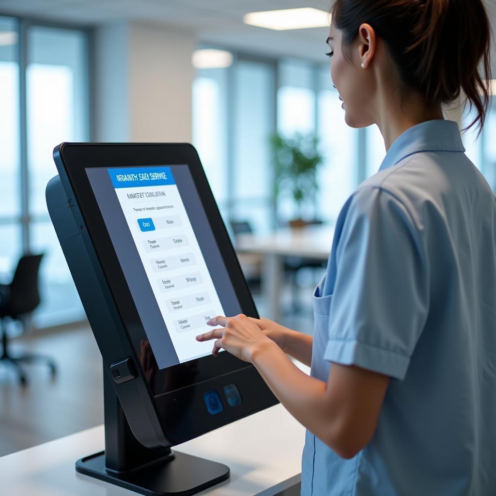 Patient Checking in for Appointment Using Digital Kiosk