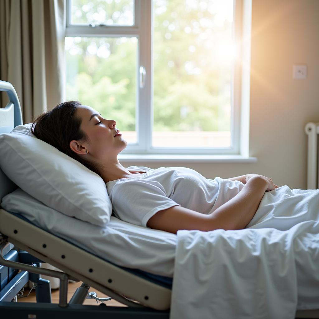 Patient Comfortably Resting in a Rented Hospital Bed