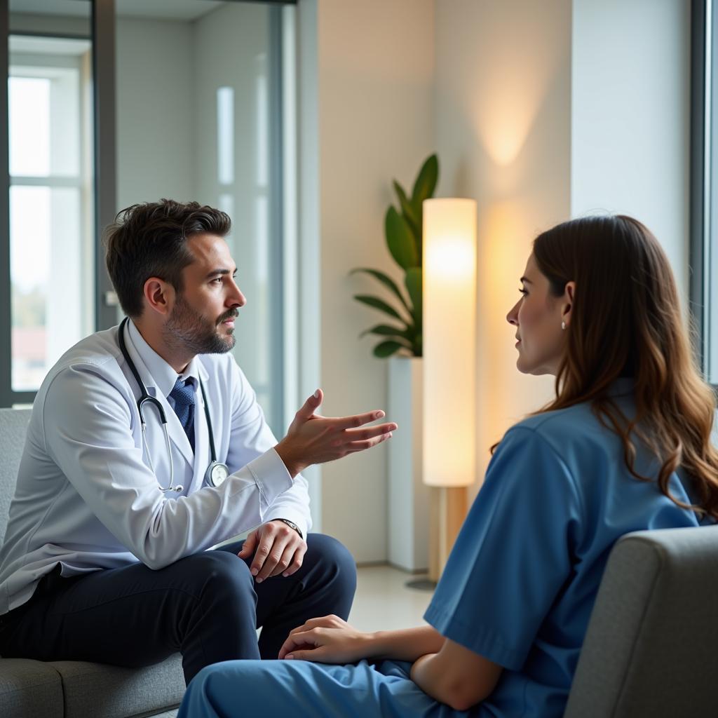 Patient Consulting with Doctor in Wedge Hospital