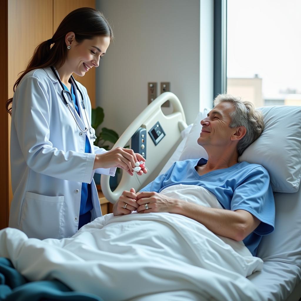 Patient Receiving Medication Hospital Bed