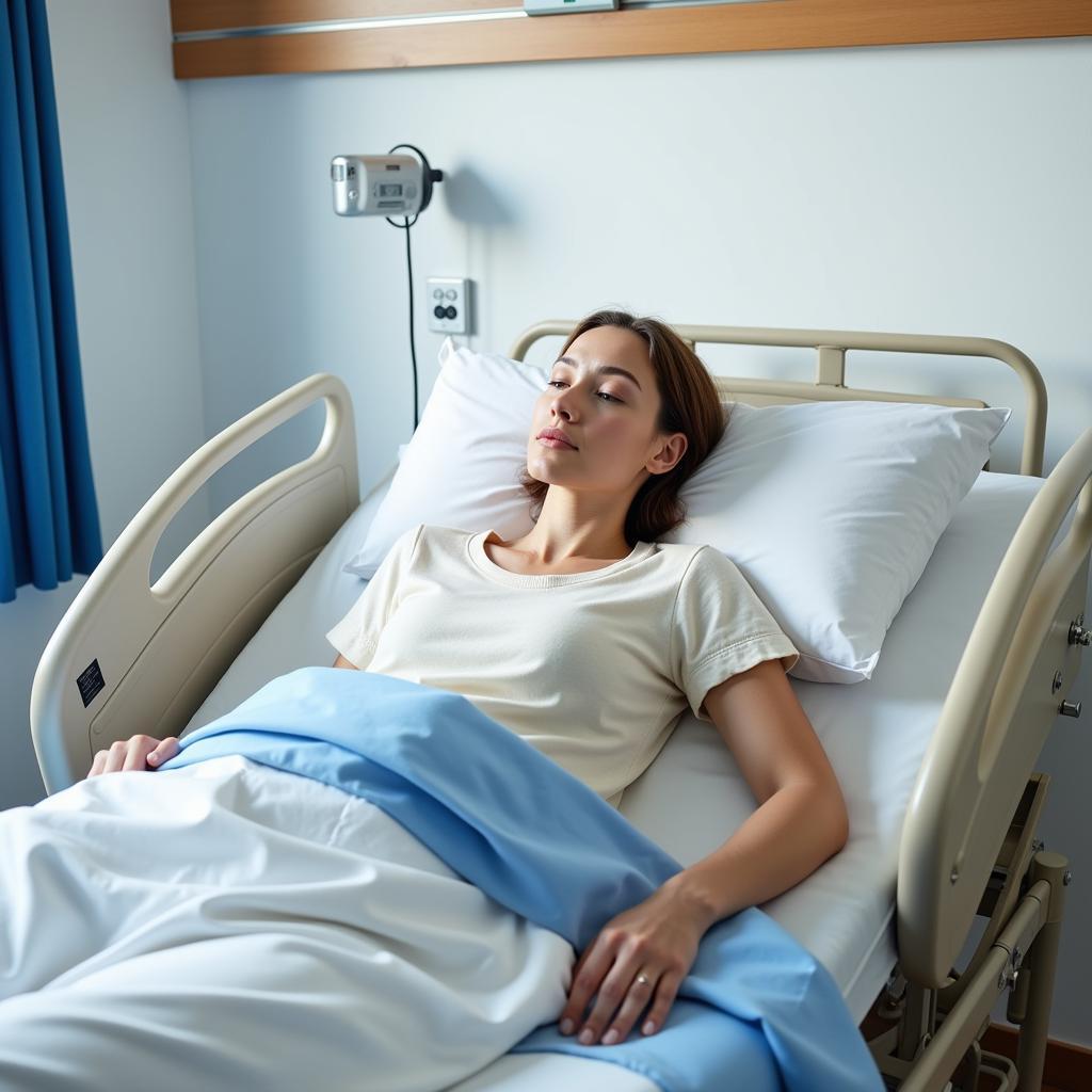 Patient Resting Comfortably in a Hospital Twin Bed