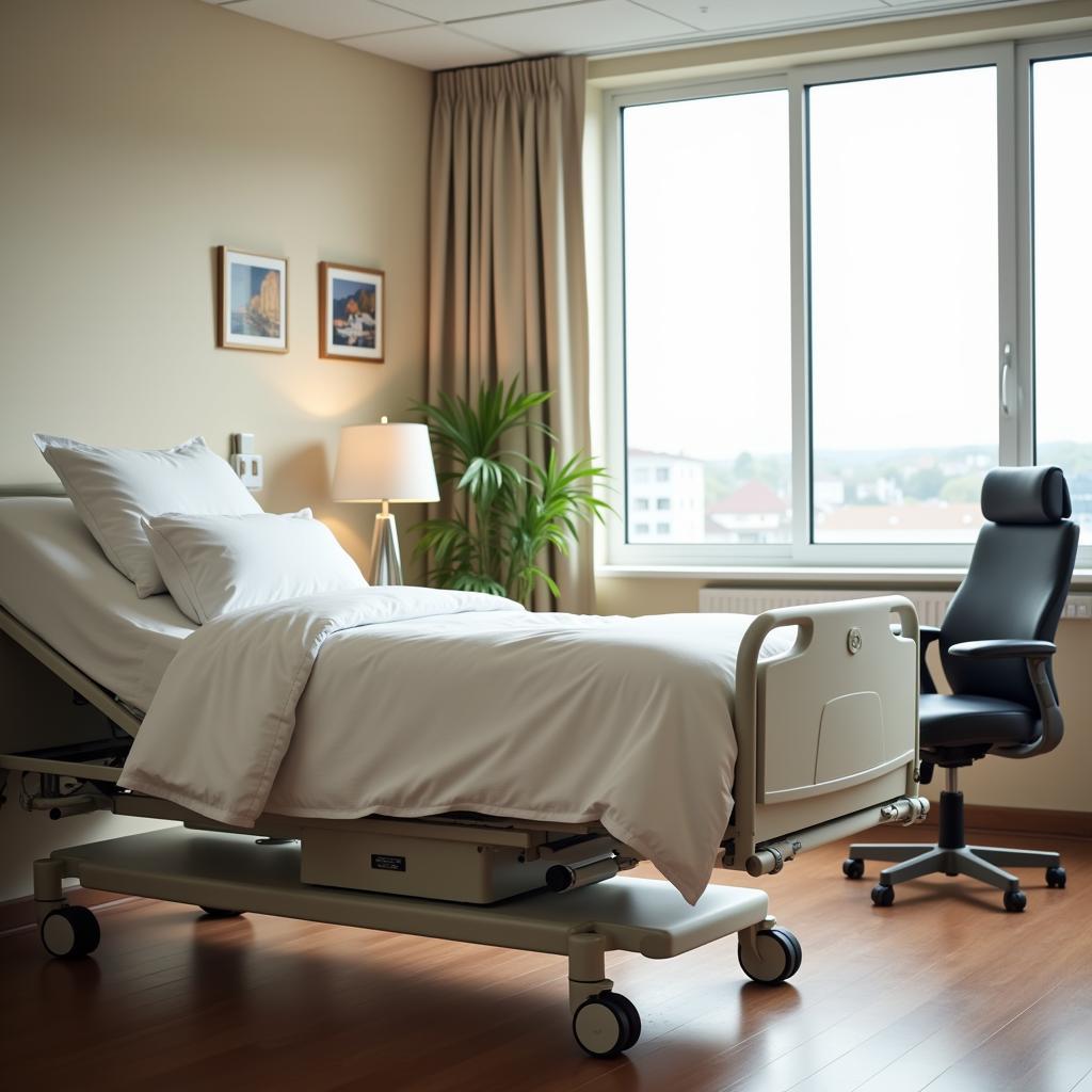 Patient Room with Adjustable Bed and Ergonomic Chair