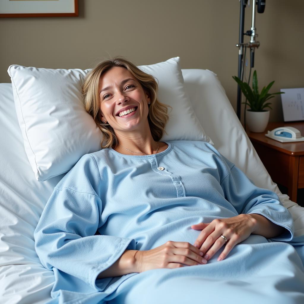 Patient Wearing Comfortable Hospital Gown Long Sleeve