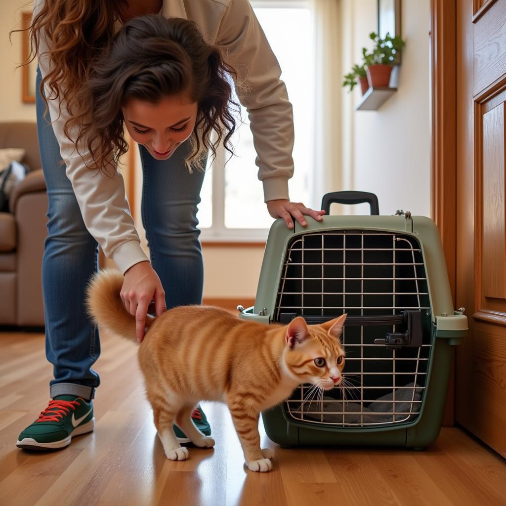 Practicing a Home Fire Drill with a Cat