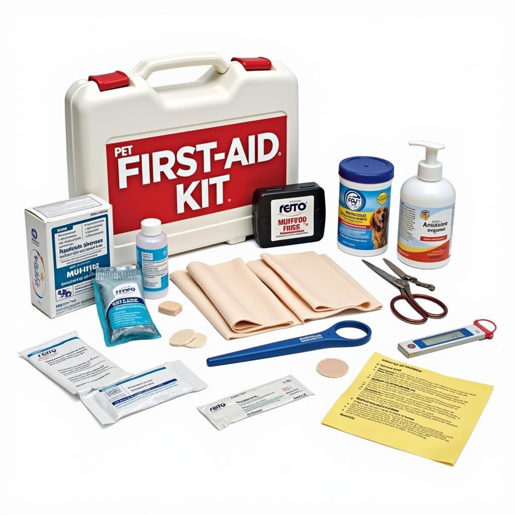 A well-stocked pet first aid kit.