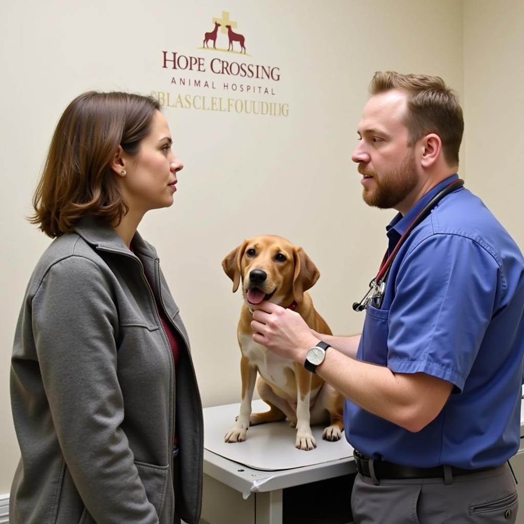 Pet Owner Discussing Their Pet's Care at Hope Crossing Animal Hospital