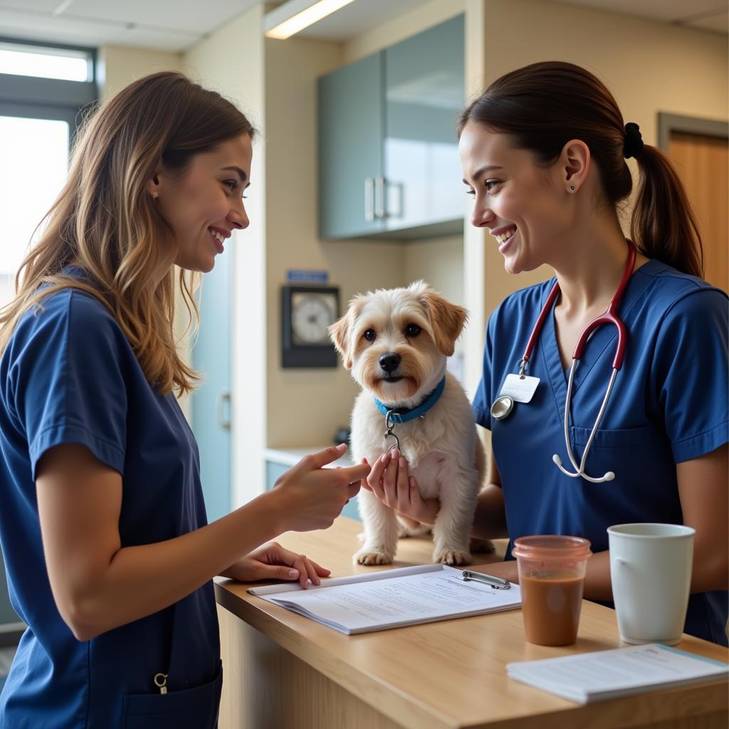 Pet Owner Discussing Payment Options with Veterinary Staff