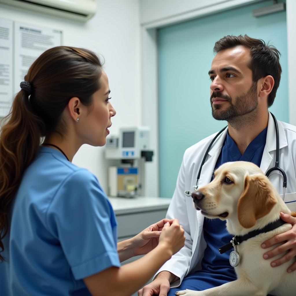 Pet Owner Discussing Treatment Options with Veterinarian in Osasco