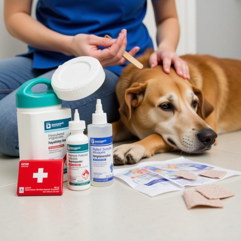 Pet Owner Preparing a First Aid Kit