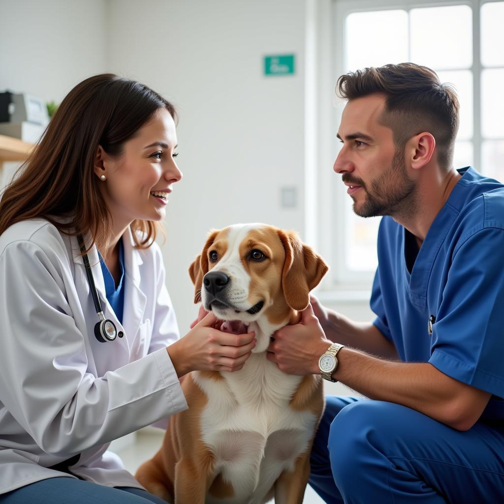 Pet owner discussing their dog's health with a veterinarian in Dyersburg TN