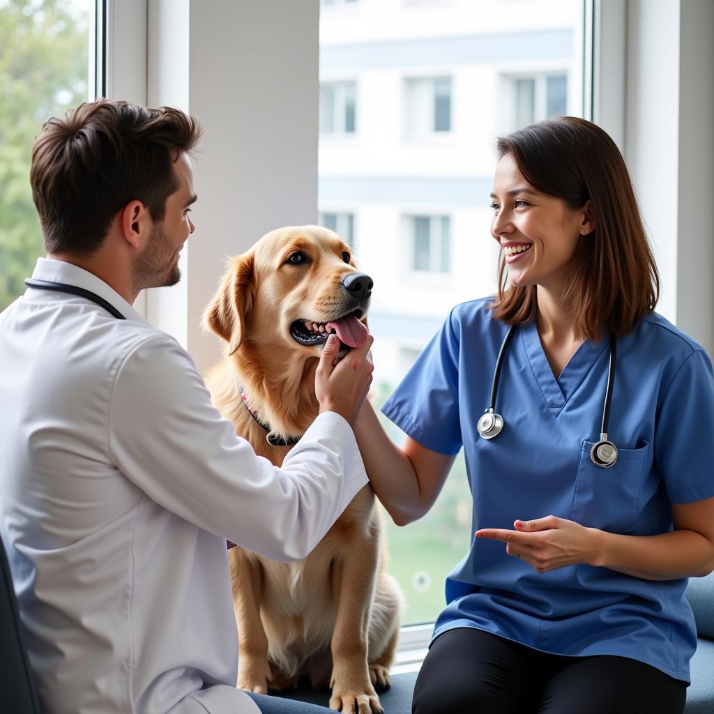 Pet Owner Talking to Veterinarian