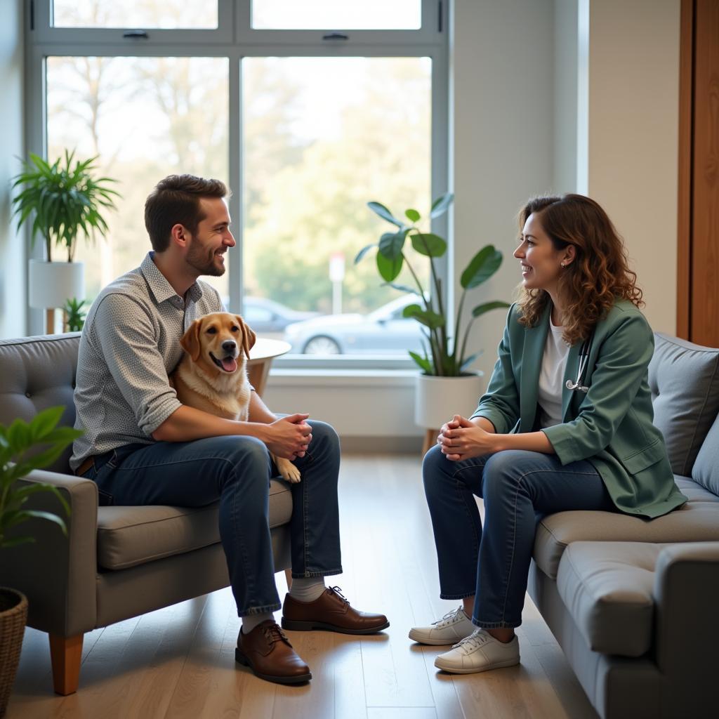 Pet Owner Talking to Veterinarian