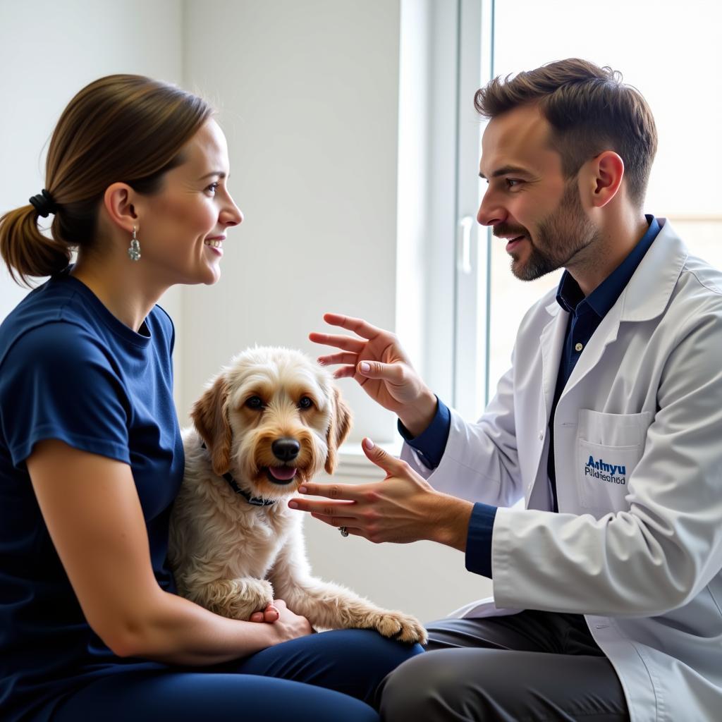 Pet Owner Consulting with Veterinarian in South Portland