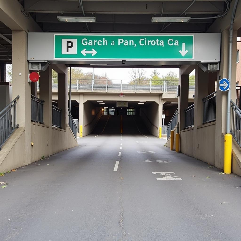 Prentice Women's Hospital parking garage exit with clear signage and easy access to main roads