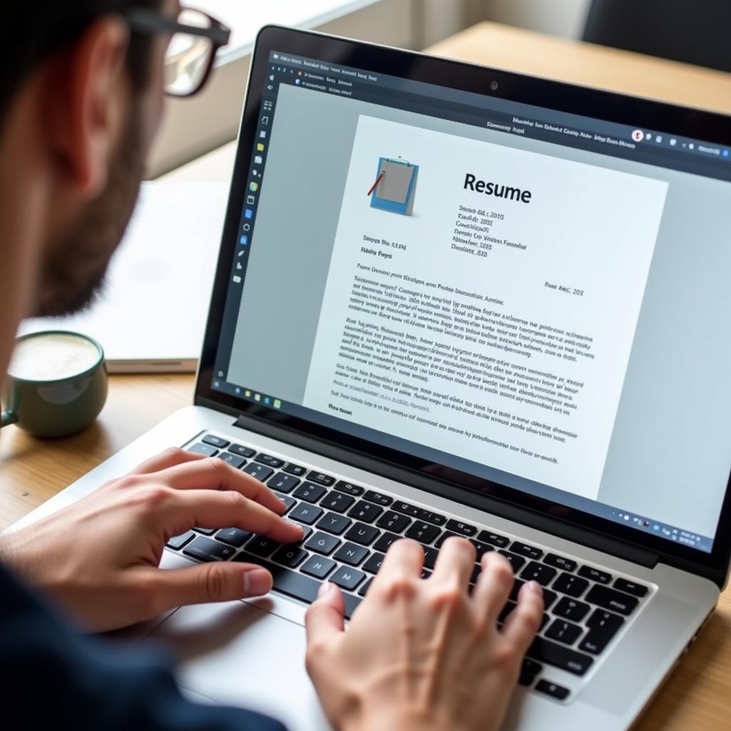 A person preparing their resume and cover letter for a Halifax hospital job application.