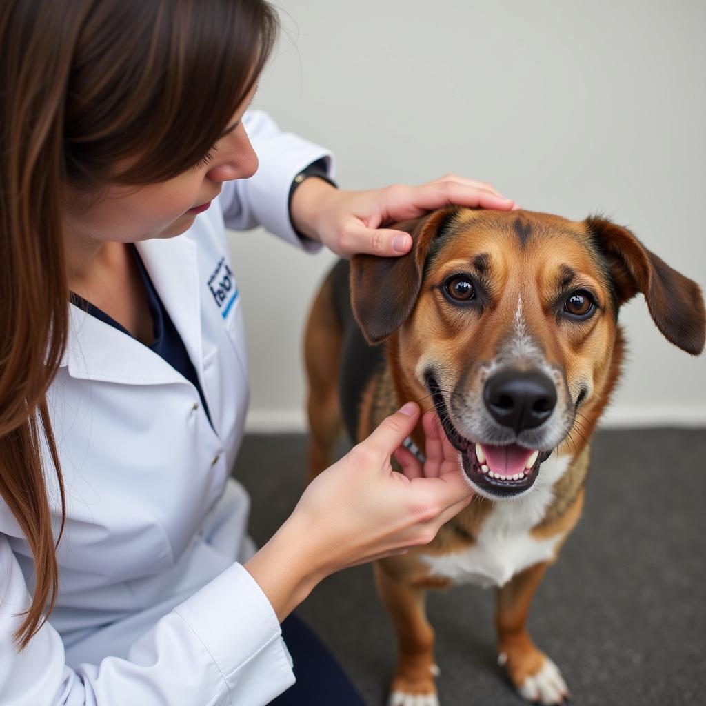 Veterinarian Performing a Preventative Care Exam on a Dog