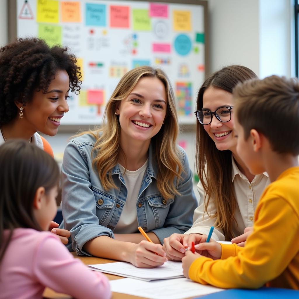 Qualified teachers interacting with children in a nurturing and stimulating environment