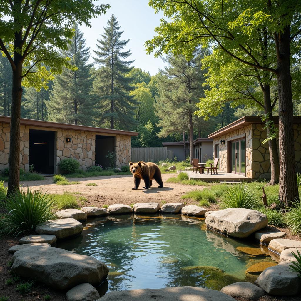 Rescued Bear Recovering in Enclosure