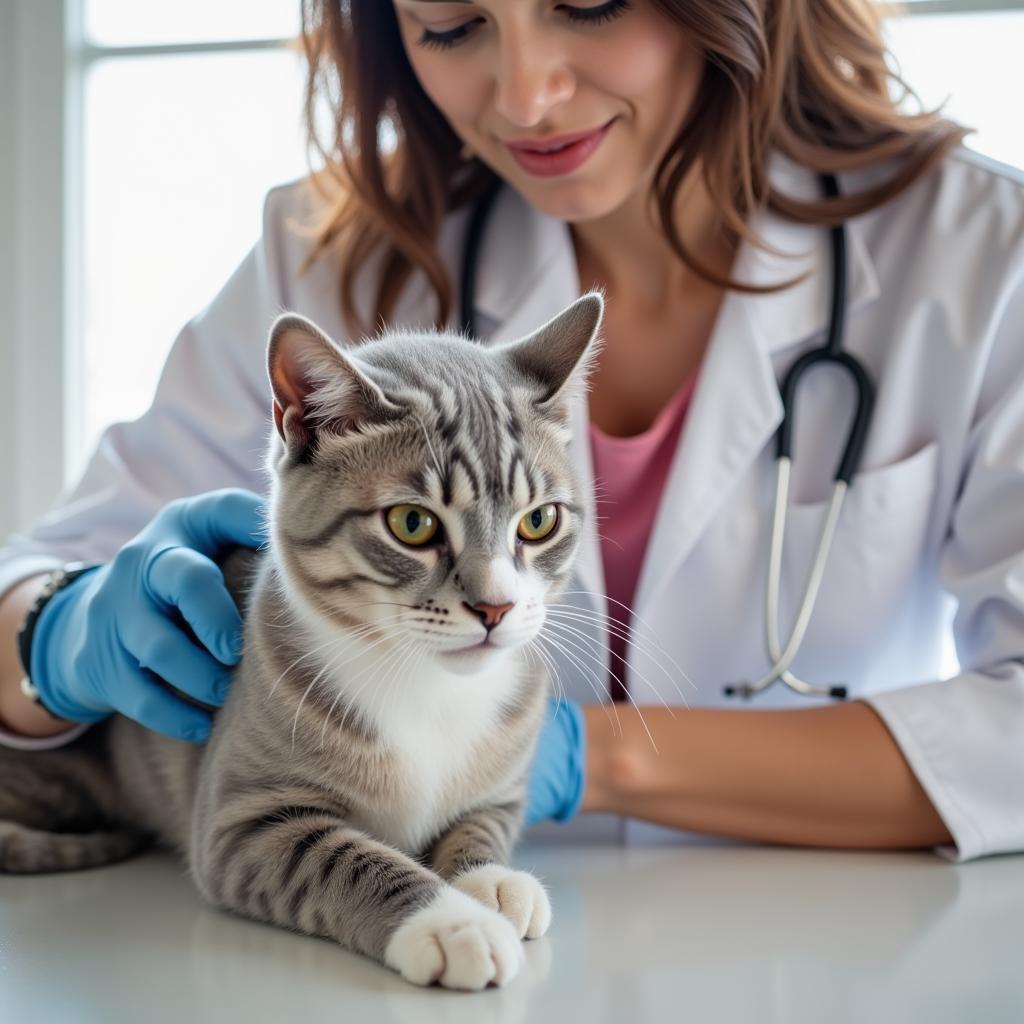 Veterinarian conducting a pet wellness exam