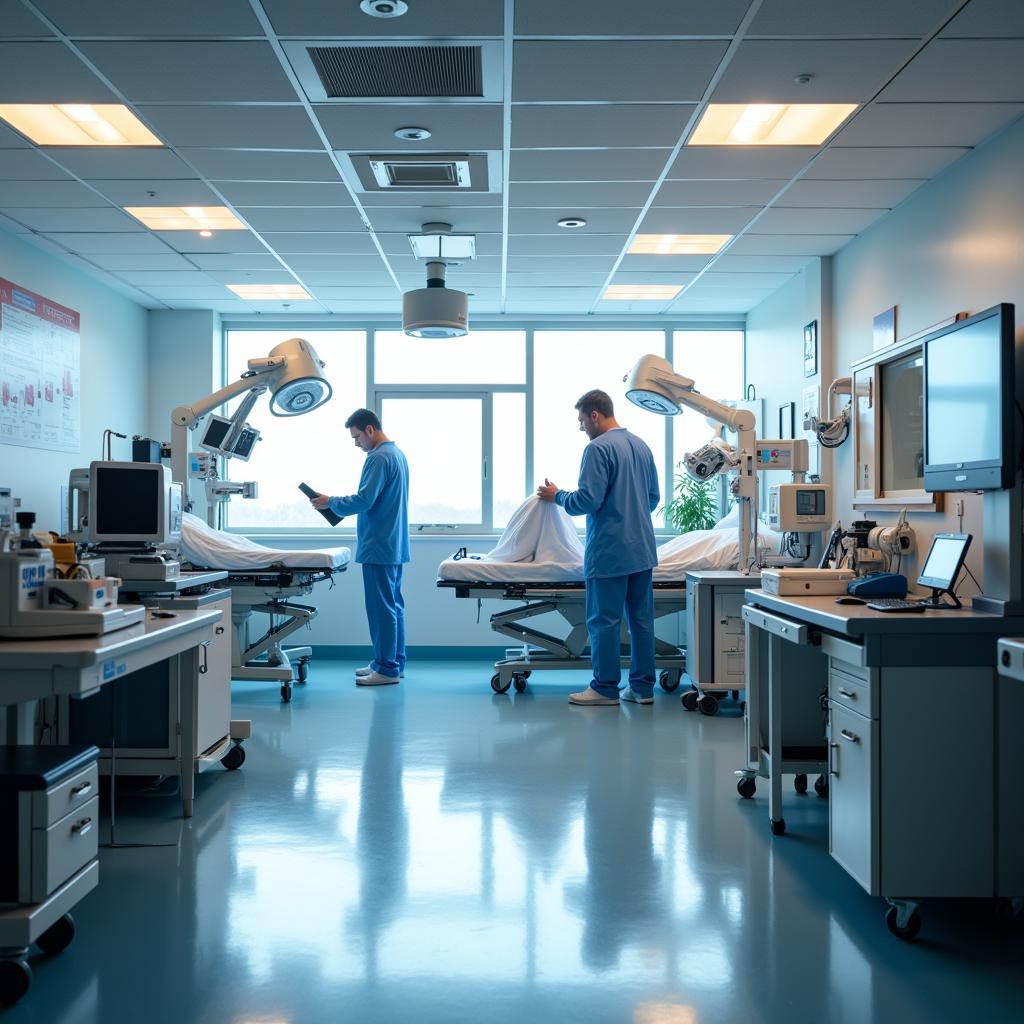 Saint Francis Hospital Emergency Room - A modern, well-equipped emergency room with medical professionals attending to patients.