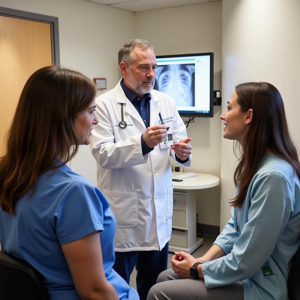 Radiologist consulting with a patient at San Antonio Regional Hospital