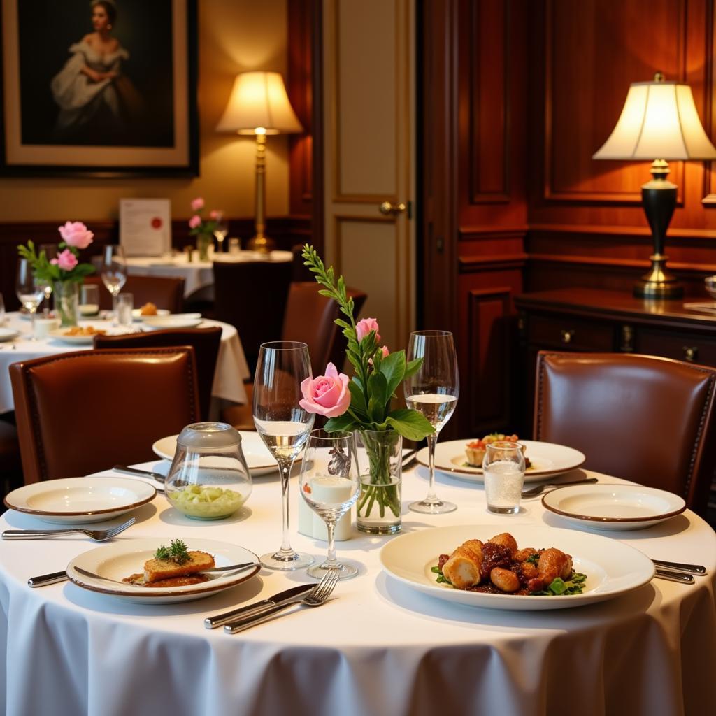 Guests enjoying a fine dining experience at San Jose Hospital, showcasing the elegance and sophistication of Mayfair hospitality.