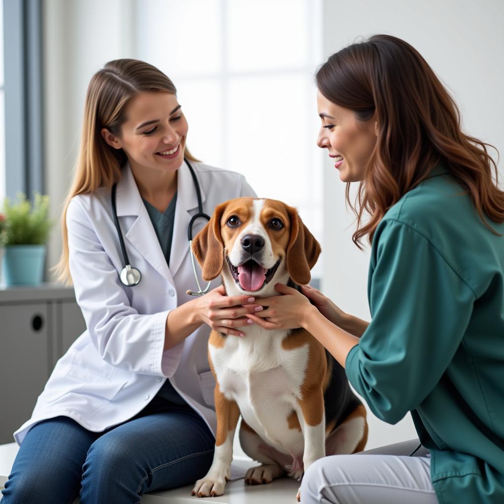 Veterinarian Examining a Dog in Selden