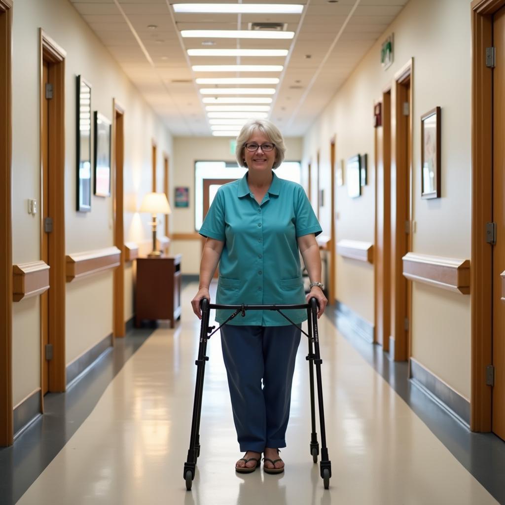 St. Cloud Hospital Recovery Plus Patient Walking in Hallway