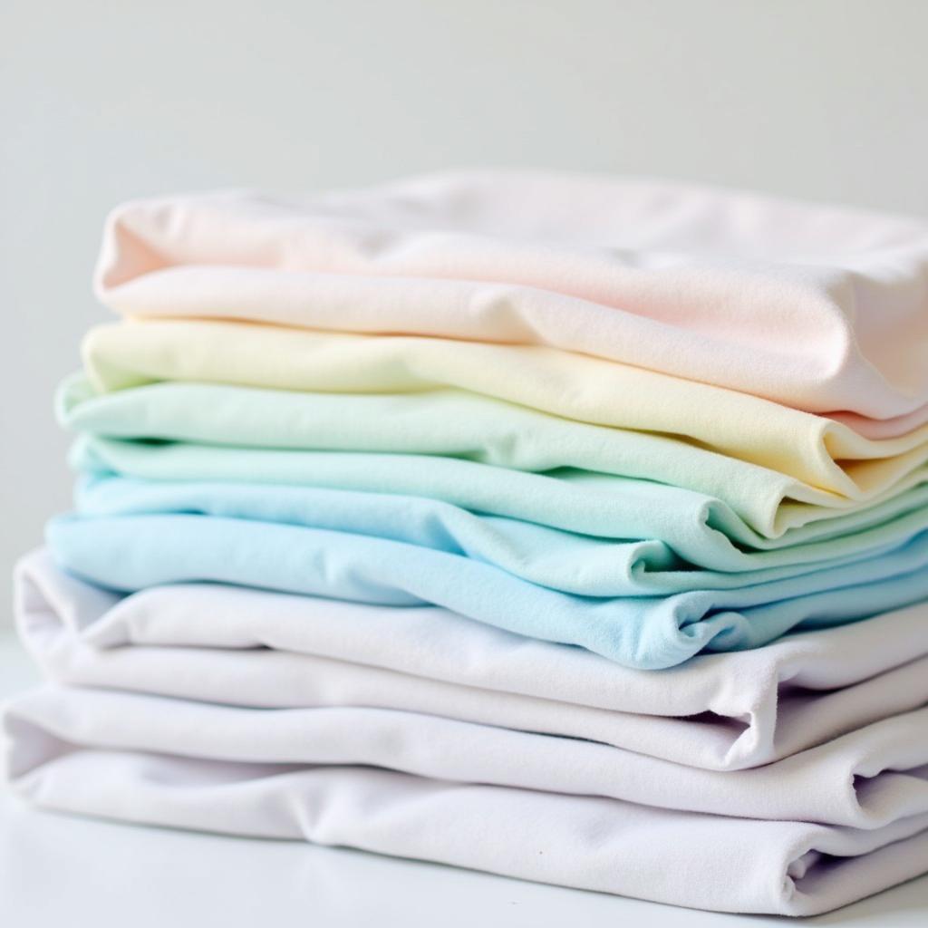 Stack of folded hospital bassinet sheets