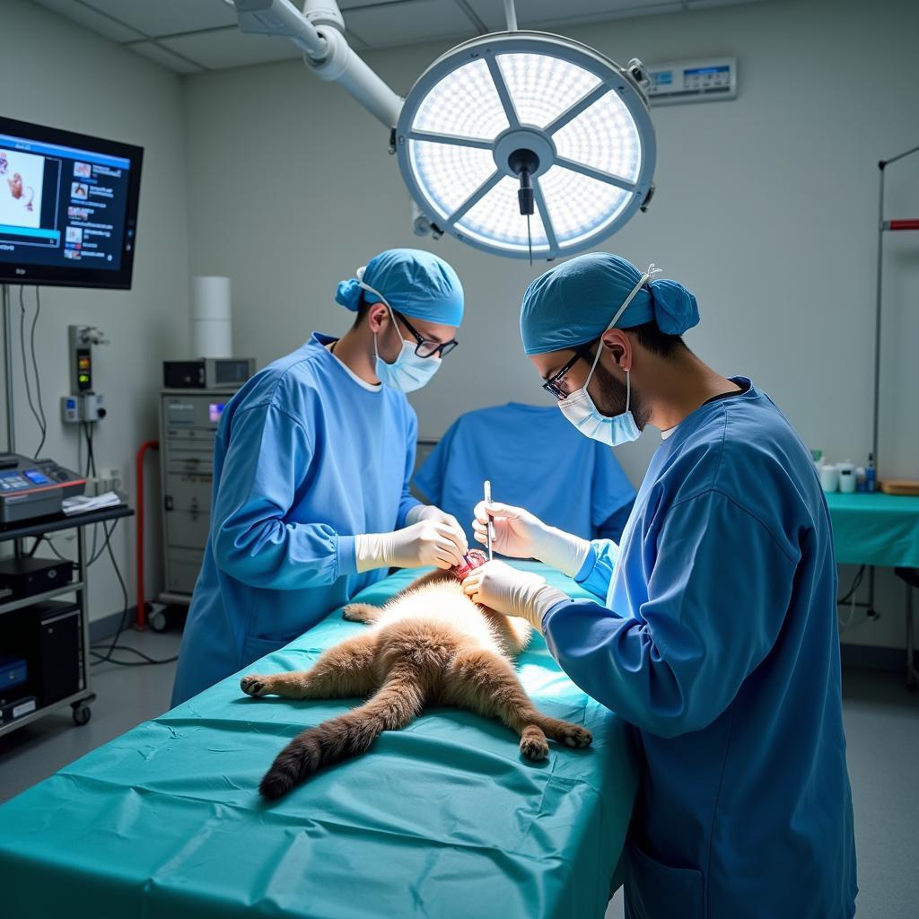 Minimally invasive surgery in a green veterinary hospital