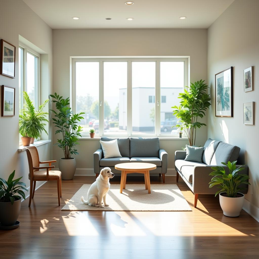 Modern and comfortable waiting area at Thomaston Animal Hospital