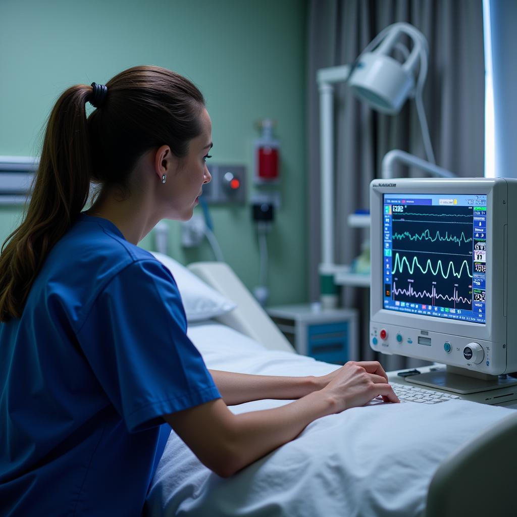 Trauma Nurse Monitoring Patient Vitals