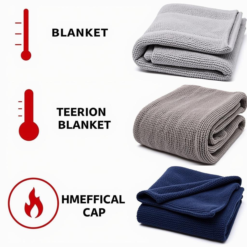 Different types of hospital blankets: thermal, cotton, and acrylic.