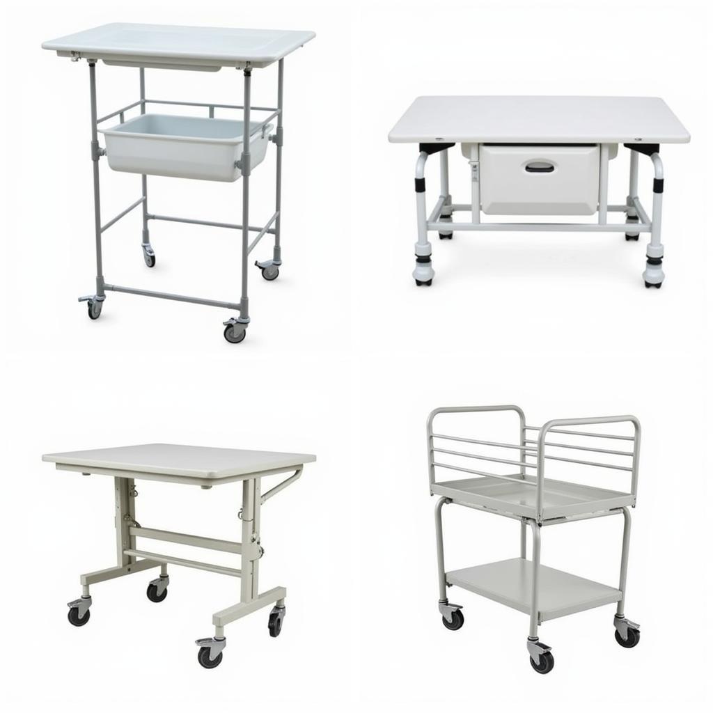 Various Rolling Hospital Tray Tables