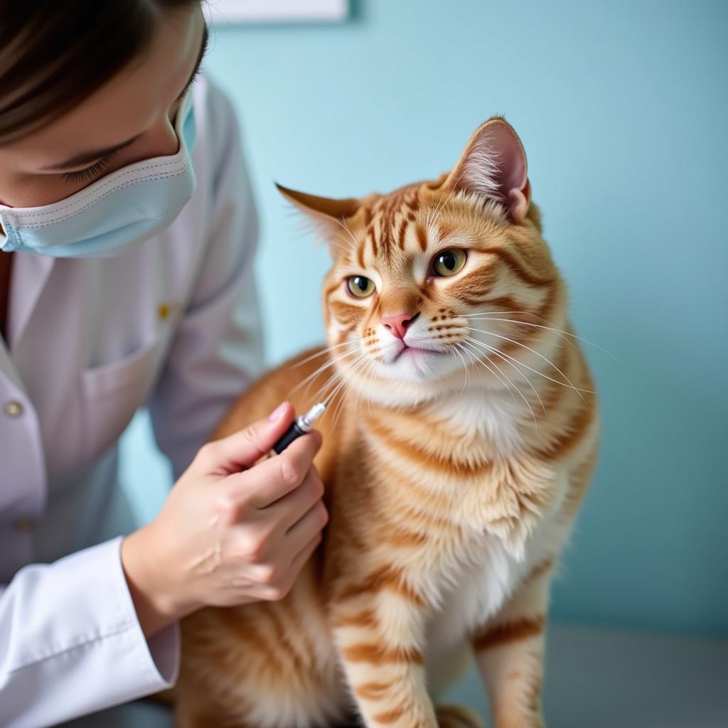 Vet Administering Vaccine to Cat in Washington County